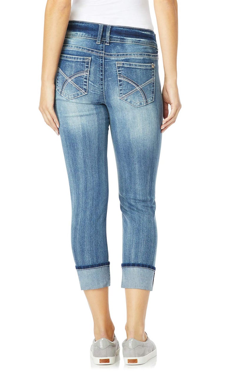 WallFlower Luscious Curvy 23.5â€ Mid-Rise Cropped Jeans for Women, Insta Stretch Denim in Petite, Midsize, Plus Size, Juniors Jeans - Jenna, 15 - Image 2